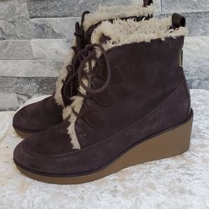 Tommy Hilfiger Brown Suede Sherpa Booties
